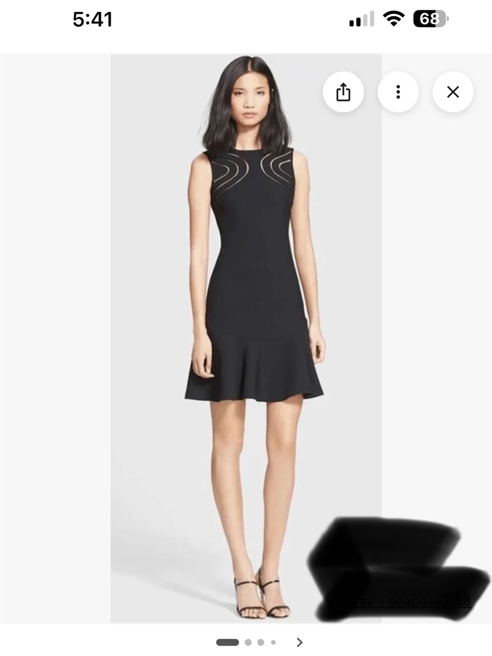 DVF Diane von Furstenberg Maureen Ladder Stitch Drop Waist Dress Black Size 4
